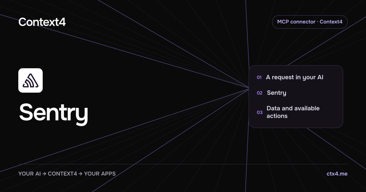 Context4: Sentry MCP connector, an AI request and available actions